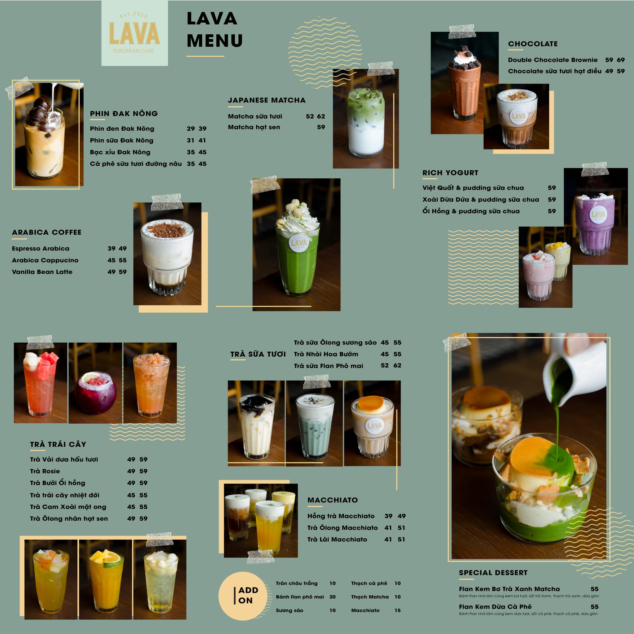 Menu đa dạng đồ uống tại LAVA Coffee 