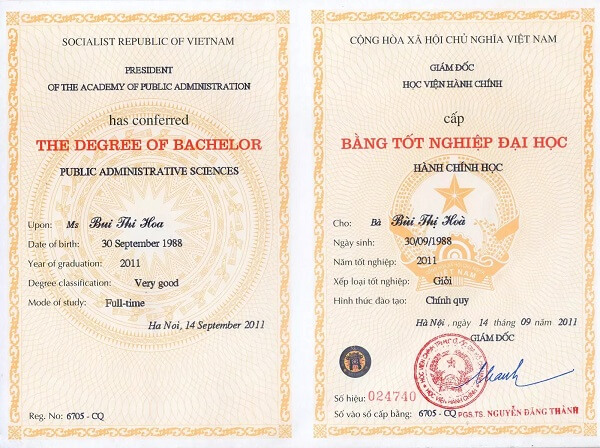 Dịch vụ Làm Bằng Đại Học Phôi Thật giá rẻ tại TP HCM