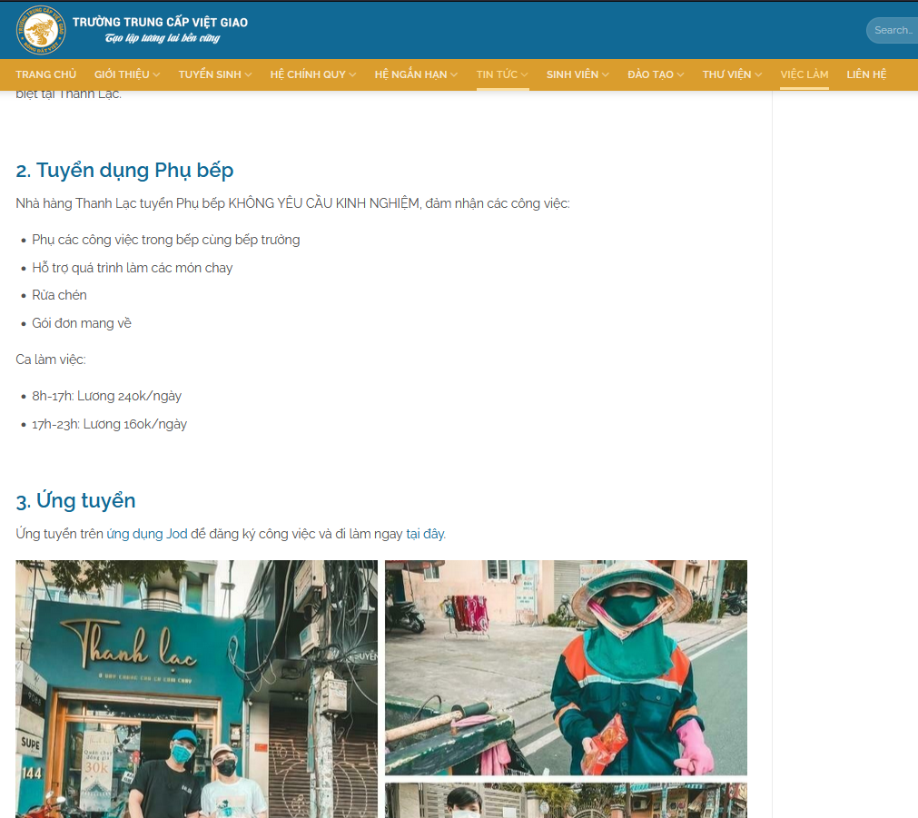 Quán chay Thanh Lạc tuyển phụ bếp rửa chén