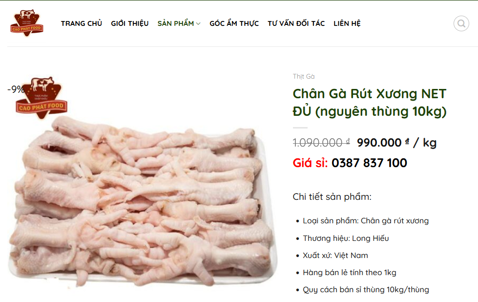 Chân gà rút xương Cao Phát cung cấp chân gà uy tín chất lượng