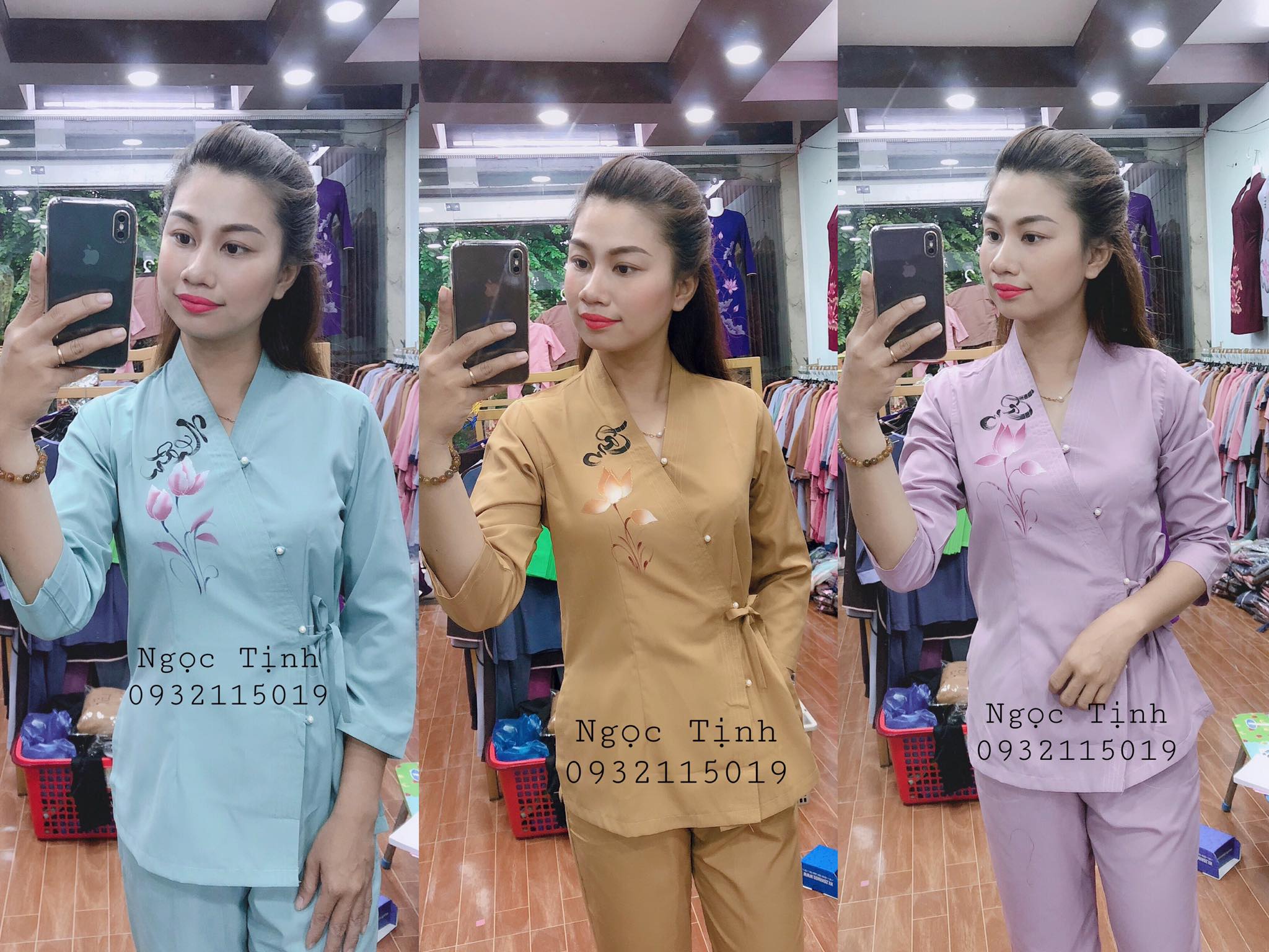 Cửa hàng Ngọc Tịnh có đa dạng quần áo phật tử