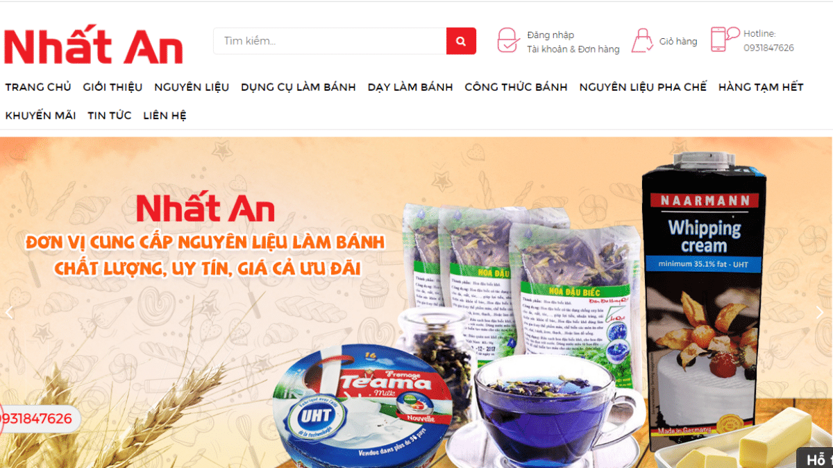 Cửa hàng Nhất An chuyên cung cấp nguyên liệu làm bánh với phương châm "Chất lượng – Uy tín – Giá cả hợp lý"